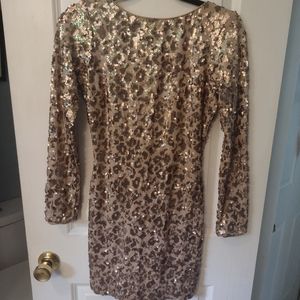 Dress the Population Lolita Leopard Sequin Sheath Dress Size Medium